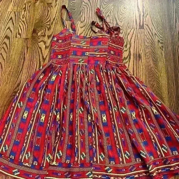 Adorable Aztec Spaghetti Strap Dress 100% SILK!!! - Picture 4 of 6